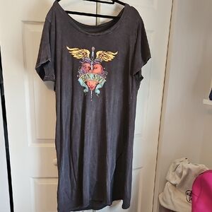 Edgy Graphic Charcoal Dress